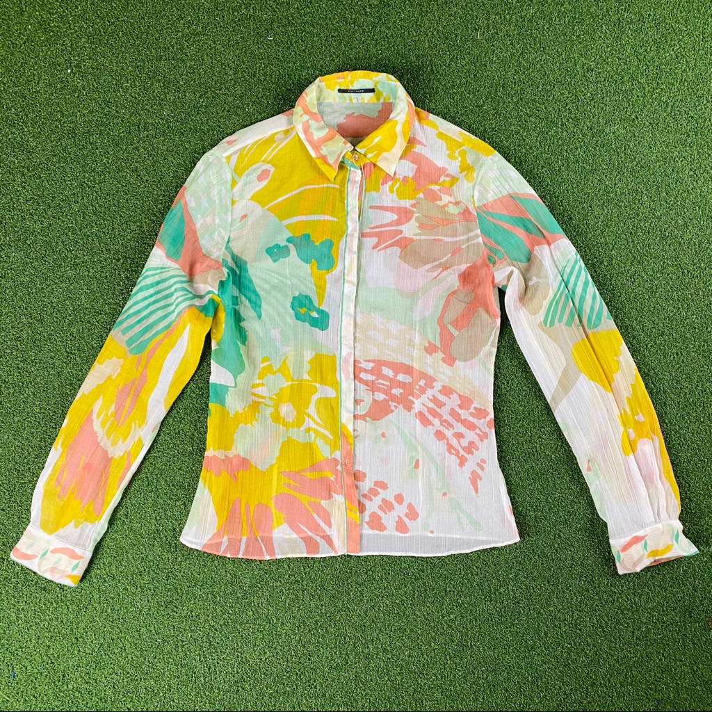 Elie Tahari Button Up Long Sleeve Blouse Shirt